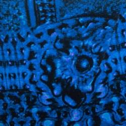 Pre Owned Roberto Cavalli Blue Printed Jersey Brooch Detail Maxi Dress M