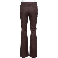 Pre Owned بنطلون جينز روبرتو كافالي بني دينم مزين بسلسلة واسعة مقاس كبير - لارج