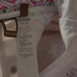 مملوكة مسبقًا Roberto Cavalli White & Purple Snake Print Denim Flared Jeans M