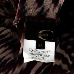 Pre Owned Roberto Cavalli Black Houndstooth Print Knit Turtle Neck Top L