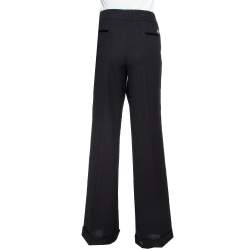 Pre Owned Roberto Cavalli Black Wool Blend Tailored Flared Trousers L