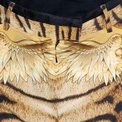 Pre Owned Roberto Cavalli Brown Leopard Print Stretch Silk Straight Leg Pants L