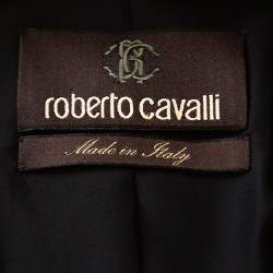 Pre Owned Roberto Cavalli Brown Animal & Eagle Print Silk Double Breasted Blazer L