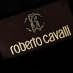 Pre Owned جاكيت بليزر روبرتو كافالي مفصل حرير مطبوع نقشة الفهد بيج مقاس كبير (لارج)