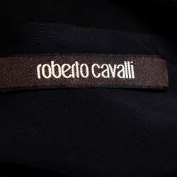 Pre Owned توب روبرتو كافالي جيرسيه مطبوع ترجيدي بايزلي مونوكرومي مقاس وسط (ميديوم)