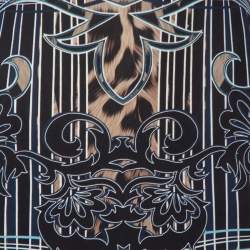 مملوكة مسبقًا تنورة روبرتو كافالي ذيل سمكة حرير مطبع بني طويلة S