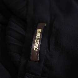 Pre Owned Roberto Cavalli Black Silk Crepe Pleated Midi Skirt L
