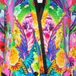 Pre Owned Roberto Cavalli Multicolor Floral Print Silk Tailored Blazer L