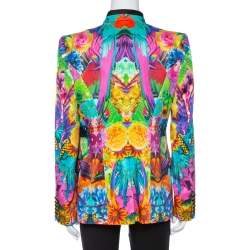 Pre Owned Roberto Cavalli Multicolor Floral Print Silk Tailored Blazer L