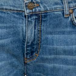 Pre Owned بنطلون جينز روبرتو كافالي قصة مستقيمة رتر دنيم مغسول فاتح إنديغو L