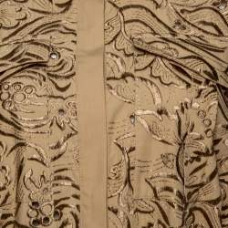 Pre Owned بلوزة روبرتو كافالي رابطة أمامية قطن مطرزة بيج M