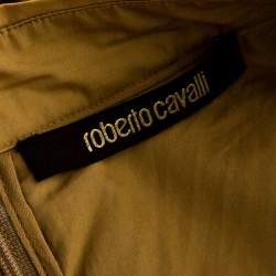 Pre Owned Roberto Cavalli Beige Embroidered Cotton Pleated Mini Skirt S