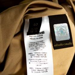 Pre Owned Roberto Cavalli Beige Embroidered Cotton Pleated Mini Skirt S