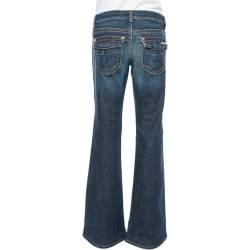 Pre Owned Roberto Cavalli Dark Blue Denim Logo Detail Bootcut Jeans L