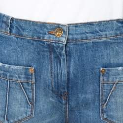 مملوكة مسبقًا بنطلون جينز روبرتو كافالي فضفاض حافة مضفرة دنيم أزرق M