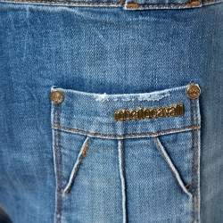 مملوكة مسبقًا بنطلون جينز روبرتو كافالي فضفاض حافة مضفرة دنيم أزرق M