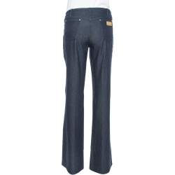 Pre Owned Roberto Cavalli Dark Blue Stretch Denim Flared Pants L