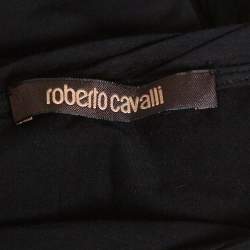 مملوكة مسبقًا Roberto Cavalli Black Abstract Print Silk & Cotton Top S