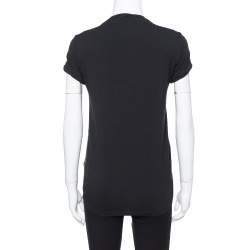 مملوكة مسبقًا Roberto Cavalli Black Abstract Print Silk & Cotton Top S