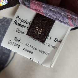 Pre Owned Roberto Cavalli Cream Floral Print Silk Satin Maxi Skirt S