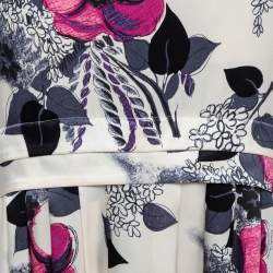 Pre Owned Roberto Cavalli Cream Floral Print Silk Satin Maxi Skirt S