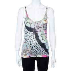 Roberto Cavalli Multicolor Print Silk Knitted Tank Top L