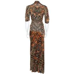 Pre Owned Roberto Cavalli  Multicolor Print Silk Top And Skirt Set M