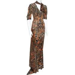 Pre Owned Roberto Cavalli  Multicolor Print Silk Top And Skirt Set M
