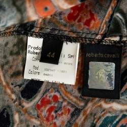 Pre Owned Roberto Cavalli  Multicolor Print Silk Top And Skirt Set M