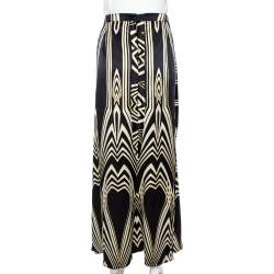 Pre Owned تنورة روبرتو كافالي واسعة حرير مطبوع متعدد الألوان مقاس وسط (ميديوم)