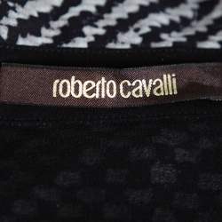 Roberto Cavalli Monochrome Silk Long Sleeve Sheer Blouse S