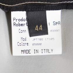 Pre Owned Roberto Cavalli Cream Animal Print Silk Boat Neck Top M