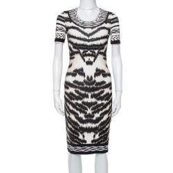 Pre Owned Roberto Cavalli Multicolor Knit Animal Printed Midi Dress S