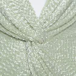 مملوكة مسبقًا Roberto Cavalli Pastel Green Bead Embellished Silk Plunge Neck Mini Dress S
