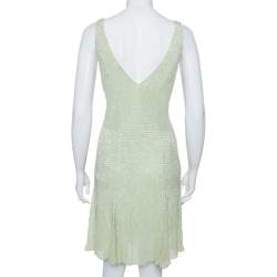 مملوكة مسبقًا Roberto Cavalli Pastel Green Bead Embellished Silk Plunge Neck Mini Dress S