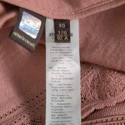 Pre Owned Roberto Cavalli Blush Pink Wool Floral Print Sleeve Detail Drop Waist Tunic S