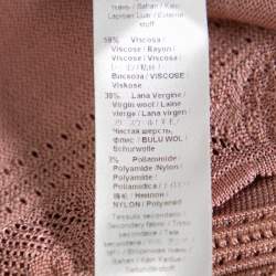 Pre Owned Roberto Cavalli Blush Pink Wool Floral Print Sleeve Detail Drop Waist Tunic S