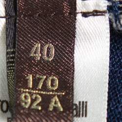 مملوكة مسبقًا توب روبرتو كافالي بلا أكمام تريكو مطبوع كحلي /أبيض مقاس صغير