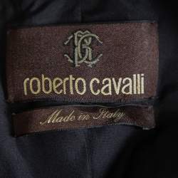 Pre Owned بليزر روبرتو كافالي مفصل حرير طباعة حيوان بيج مقاس صغير