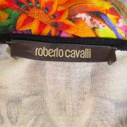 Roberto Cavalli Multicolor Floral Printed Silk Button Front Cardigan M