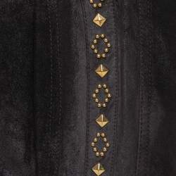 Pre Owned Roberto Cavalli Brown Leather Vintage Cropped Trousers M