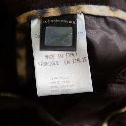 Pre Owned Roberto Cavalli Brown Leather Vintage Cropped Trousers M