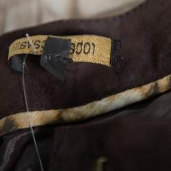 Pre Owned Roberto Cavalli Brown Leather Vintage Cropped Trousers M