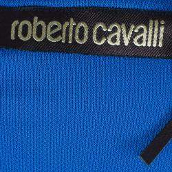 Pre Owned Roberto Cavalli Blue Stretch Jersey Top S
