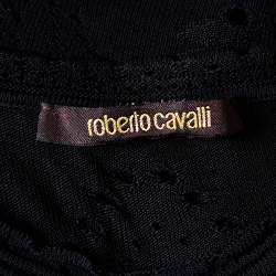 Pre Owned توب روبرتو كافالي تانك تريكو مخرم أسود مقاس صغير