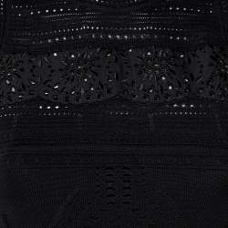 Pre Owned توب روبرتو كافالي تانك تريكو مخرم أسود مقاس صغير