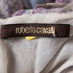 Pre Owned تنورة ماكسي روبرتو كافالي حرير مطبوع نقشة جلد الثعبان متعدد الألوان مقاس كبير - لارج