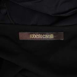 مملوكة مسبقًا Roberto Cavalli Black Knit Ruffled Maxi Wrap Dress S