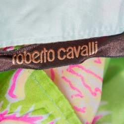 مملوكة مسبقًا Roberto Cavalli Multicolor Abstract Printed Silk Ruffled Maxi Skirt M