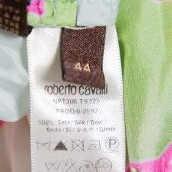 مملوكة مسبقًا Roberto Cavalli Multicolor Abstract Printed Silk Ruffled Maxi Skirt M